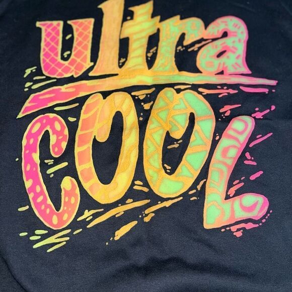 VINTAGE Shirt 40 Large Ultra Cool Sky Lite Puffy Print Lightweight Crewneck 90s - Picture 3 of 4